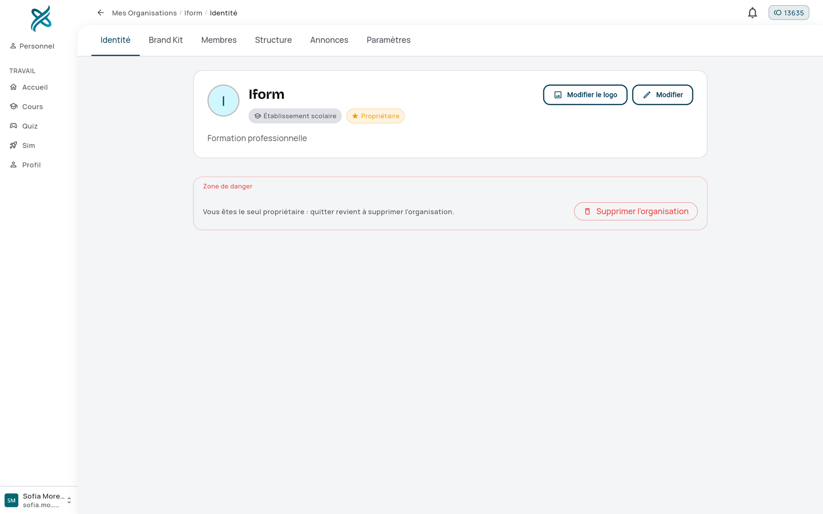 La gestion d’une organisation dans XPERYO