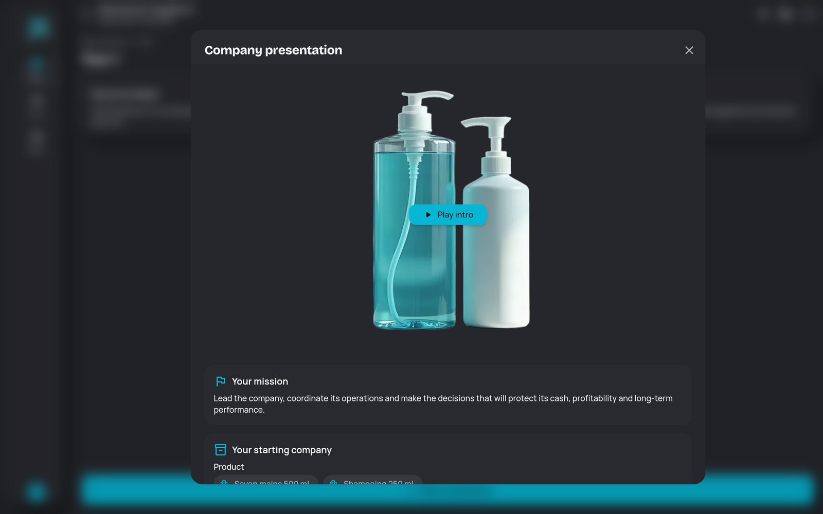 A business simulation: the hygiene market and the starting company